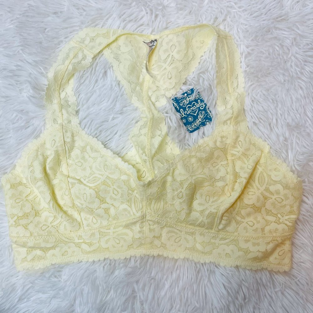 Free People Galloon Lace Racerback Bralette Lemon - Picture 4 of 6